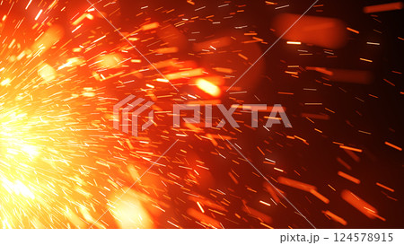左側で炸裂する火花 - レッド 左側で炸裂する火花 - レッド 124578915