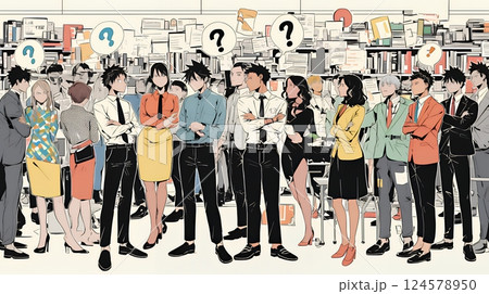 数人のビジネスパーソンが腕組みをして疑問を抱いた顔をしている