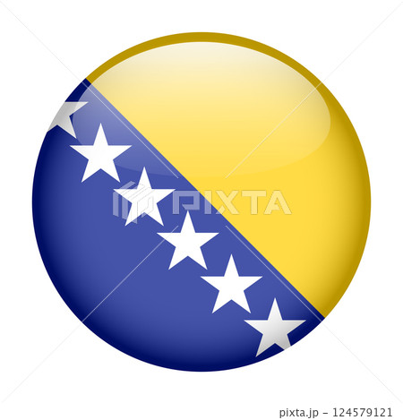 flag of Bosnia and Herzegovina, button round glossy icon 124579121