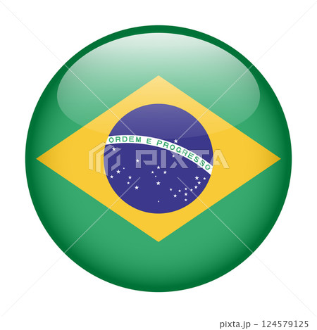 flag of Brazil, button round glossy icon 124579125