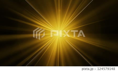 中央から放射状に広がる光 - イエロー 124579148