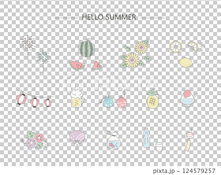 簡單的夏季插畫素材集 簡單的夏季插畫素材集 124579257