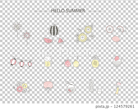 簡單的夏季插畫素材集 簡單的夏季插畫素材集 124579261