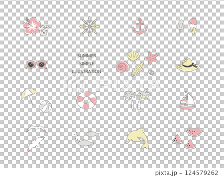 Simple summer beach illustration set 124579262