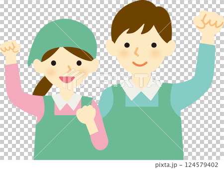 圍裙的男人和女人 124579402