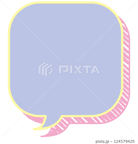 吹き出しのイラスト4【落書き風の影（紫）】 124579420