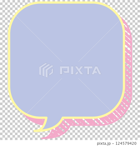 吹き出しのイラスト4【落書き風の影（紫）】 124579420