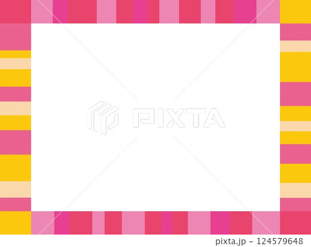 幾何学模様　フレーム　ピンク　イエロー 124579648