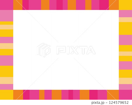 幾何学模様　フレーム　ピンク　イエロー 124579652