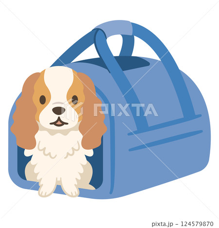キャリーバッグに入る犬のイラスト 124579870