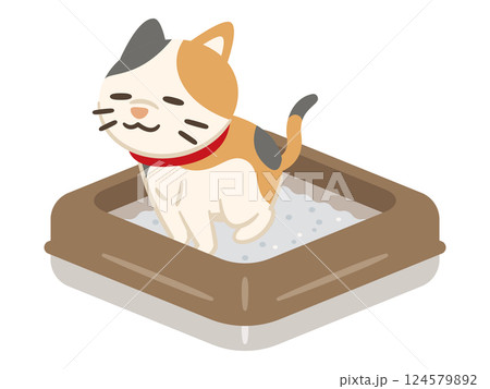 気持ちよく排泄する猫のイラスト 気持ちよく排泄する猫のイラスト 124579892