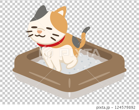 気持ちよく排泄する猫のイラスト 気持ちよく排泄する猫のイラスト 124579892