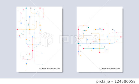 Template for cover brochure, layout, flyer, book, banner with digital technology concept of integrated circuit and network communication elements. Template for cover brochure, layout, flyer, book, banner with digital technology concept of integrated circuit and network communication elements. 124580058