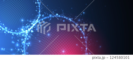 Futuristic glowing technology sphere vector art. The design gives a high-tech cybernetic feel, symbolizing digital networks, AI, or virtual reality. 124580101