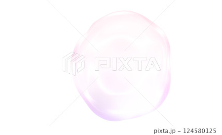バブル球体　ジェル状png　水泡　シャボン玉　淡いピンク色 124580125