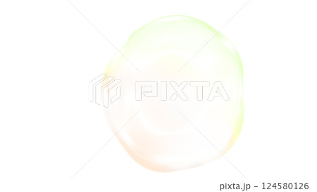 バブル球体　ジェル状png　きれい新緑色の水泡イラスト素材　背景白　オレンジ色 124580126