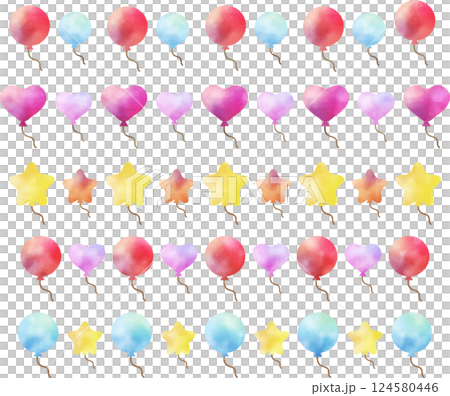水彩彩色氣球線插畫集 124580446