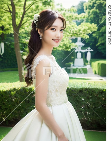 ウェディングドレスを着た女性 ウェディングドレスを着た女性 124580585