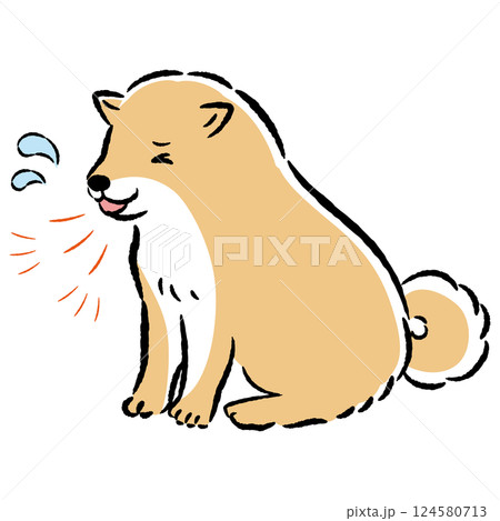 咳をする犬の手描きイラスト 124580713
