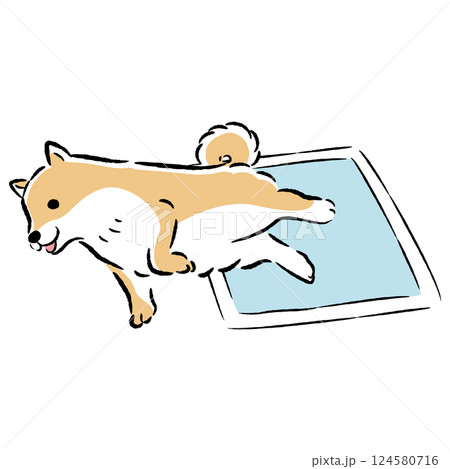 ペットシーツと犬の手描きイラスト 124580716