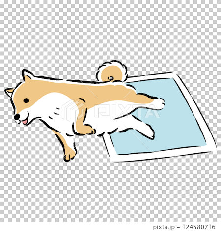 ペットシーツと犬の手描きイラスト 124580716