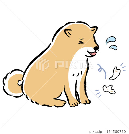 歯が抜けた犬の手描きイラスト 124580730