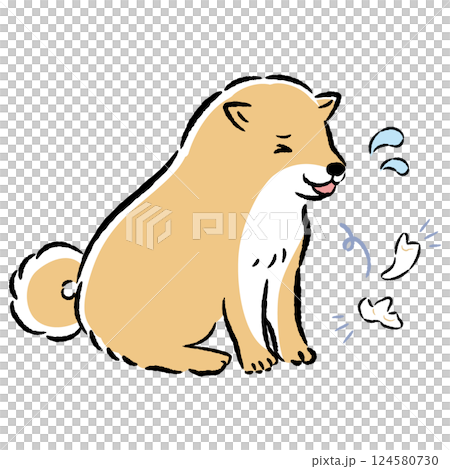 歯が抜けた犬の手描きイラスト 124580730