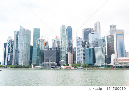 シンガポール高層ビル群の曇り空風景 124580919