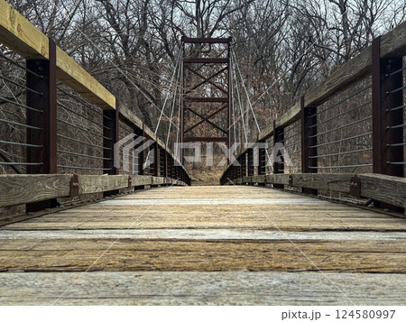 Wooden Passage: Where Trail Meets Winter's Silence 124580997