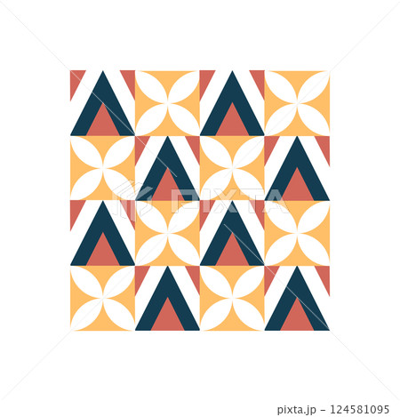 Bauhaus geometric pattern with abstract shapes. Modern and minimal seamless design for backgrounds, textiles, and wallpaper. Perfect for contemporary decor. 124581095