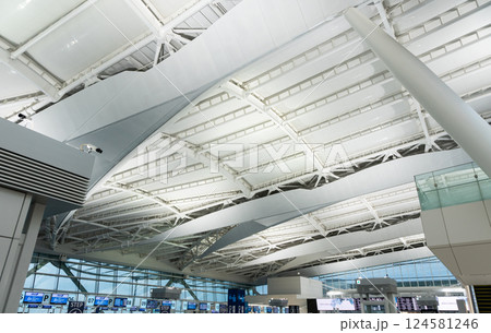 羽田空港　国際線ターミナルの天井　旅行に出発　東京都大田区 124581246