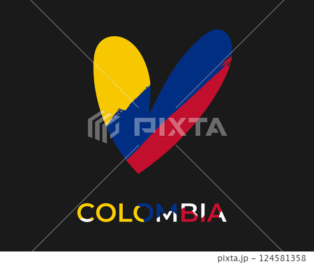 Colombia banner with national flag colored heart. Vector illustration Colombia banner with national flag colored heart. Vector illustration 124581358