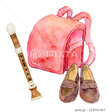 水彩イラスト　新学期の装い 124581367