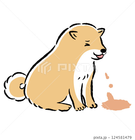 嘔吐する犬の手描きイラスト 嘔吐する犬の手描きイラスト 124581479