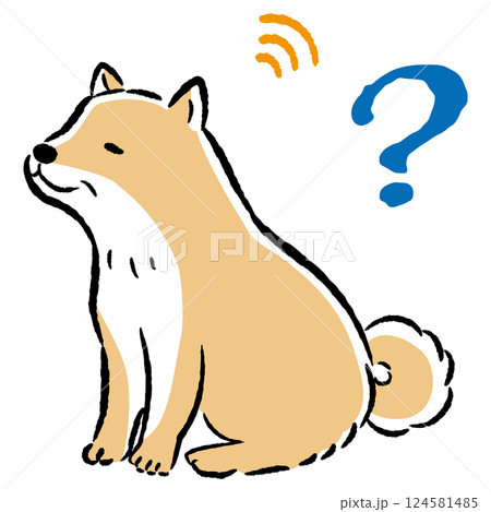 耳が遠いシニア犬のイラスト（難聴） 124581485