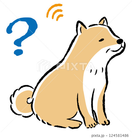 耳が遠いシニア犬のイラスト（難聴） 124581486