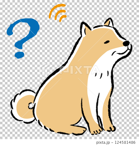 耳が遠いシニア犬のイラスト（難聴） 124581486