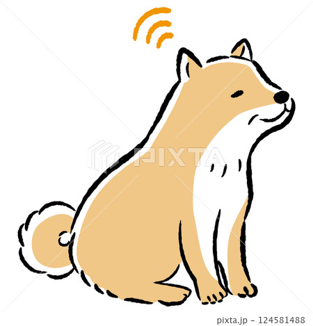 耳が遠いシニア犬のイラスト（難聴） 124581488