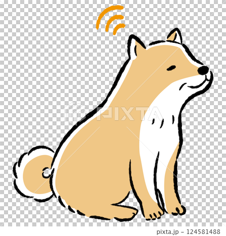 耳が遠いシニア犬のイラスト（難聴） 124581488