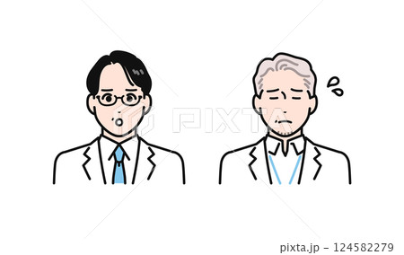 困っている白衣を着たミドル・シニア男性のシンプルなベクターイラストセット 困っている白衣を着たミドル・シニア男性のシンプルなベクターイラストセット 124582279