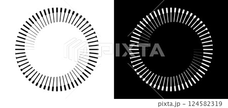 Spiral with lines as dynamic abstract vector background or logo or icon. Yin and Yang symbol. Black spiral on white background and white spiral on black background. 124582319