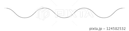 黒い手書きの波線の装飾ライン素材 -シンプルでおしゃれな動きのある曲線のあしらい 124582532