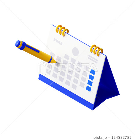 3DCG｜アイソメトリック｜卓上カレンダーに予定を書き込む 124582783