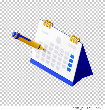 3DCG｜アイソメトリック｜卓上カレンダーに予定を書き込む 124582783