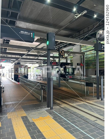 駅のホームに到着した電車 駅のホームに到着した電車 124582960