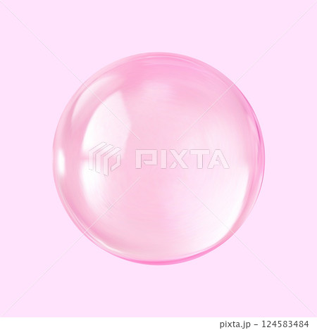 Realistic glossy glass ball.Abstract 3D light bubble with glare.Geometric abstract shape. 124583484