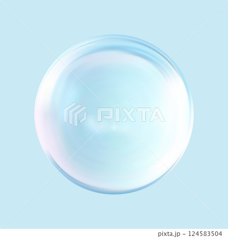 Realistic glossy glass ball.Abstract 3D light bubble with glare.Geometric abstract shape. 124583504