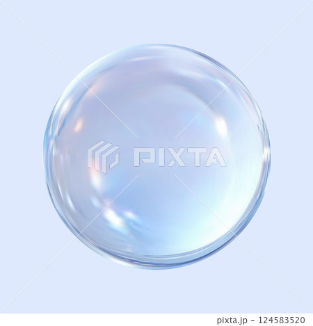 Realistic glossy glass ball.Abstract 3D light bubble with glare.Geometric abstract shape. 124583520