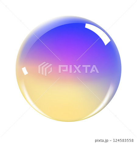 Realistic glossy glass ball.Abstract 3D light bubble with glare.Geometric abstract shape. 124583558