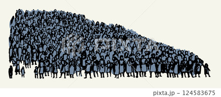 Vector drawing. Big people crowd 124583675